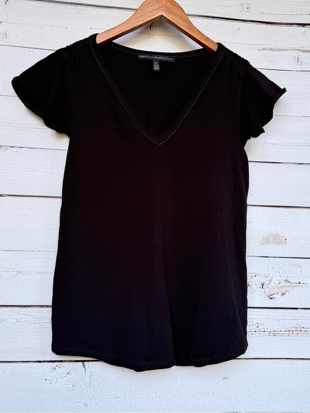 White House Black Market V-Neck Flutter Sleeve Tee - Size XS